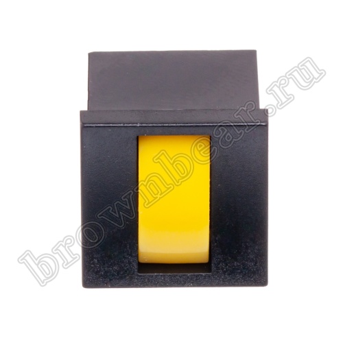 Кнопка мини с фиксацией, желтая в черном корпусе PSM2-1-Y-B  фото 4