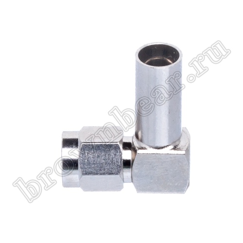 Разъем SMA штекер на кабель RG-58, обжимной, угловой, Amphenol SMA 1112A6-NT50G-1-50 фото 2