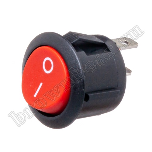 Выключатель клавишный (рокерный) круглый 220В, 2 контакта (on-off), d 20мм, красный SWR-21R