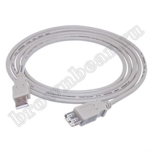 Кабель интерфейсный USB, type А - type А, вилка - гнездо, 1.8 метра