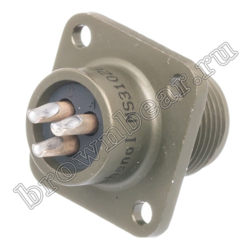 Разъём Amphenol серии MS, 3 контакта, розетка на блок, тип 10SL, резьбовой MS3102E-10SL-3S фото 5