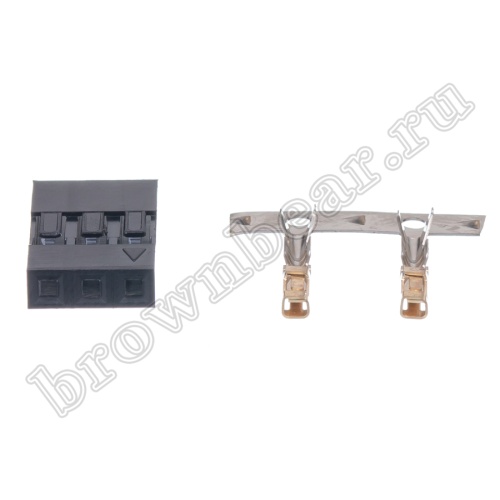 Разъем 1х3 гнездо на кабель, шаг 2.54мм, с контактами фото 2