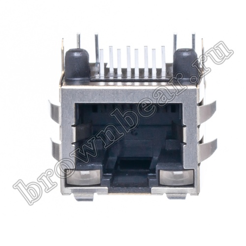 Разъём RJ-45 гнездо на плату, 8P8C,  2 светодиода (красный-зеленый), экранированный, тип 18 TJ18-L8P8C-5 фото 2