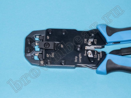 Пресс-клещи (кримпер) для обжима разъемов RJ-10,11,12,45 c храповым механизмом HT-2008AR фото 2