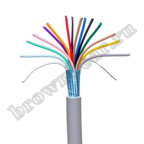 Кабель сигнальный коммуникационный 15 проводов, 26AWG, бухта 50м, экранированный, серый SIN YU