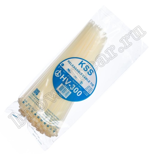 Стяжка (хомут) нейлоновая многоразовая 300 x 7.6 мм, белая, упаковка 100 шт. HV-300-W фото 3