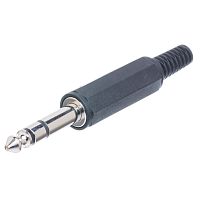 Разъём Jack 1/4" стерео штекер 6.35мм, пластмассовый корпус AUD-21