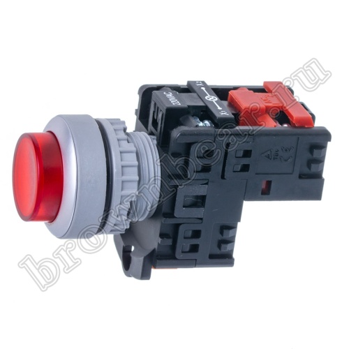 Кнопка управления выступающая, с подсветкой, без фиксации, d 30 мм, НЗ, красная TN2IL2RN-1B фото 2