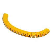 Маркер кабельный цифра 4 (кольцо) для провода d=4.2-6.2 мм, желтый, упаковка 20 шт.