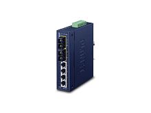 ISW-621TS15 Промышленный неуправляемый коммутатор Planet, 4 порта 10/100Мбит/с, 2 порта 2xSC, SM, 15км 100Мбит/с, 