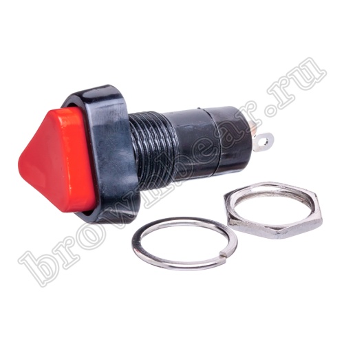 Кнопка без фиксации, треугольная на блок, НР, 220В, красная PSW-6C-R фото 5