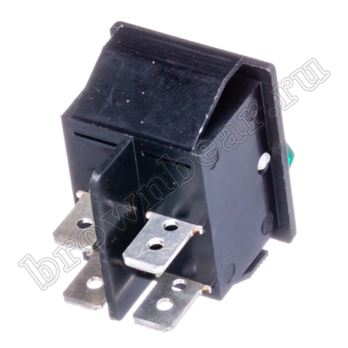 Выключатель клавишный (рокерный) 220В, 4 контакта (on-off), 29х22мм, с подсветкой, зеленый SWR-78/G фото 4