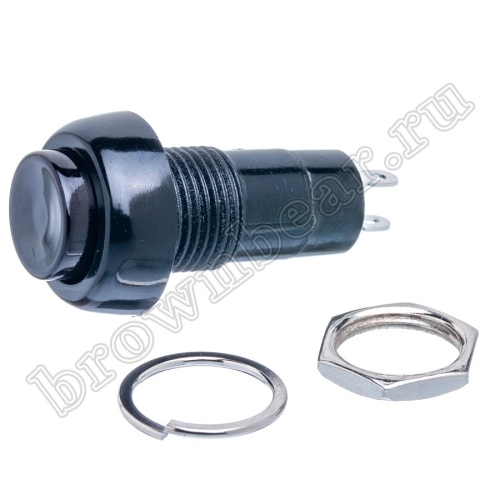 Кнопка с фиксацией, круглая на блок, НР, 220В, черная PSW-6FM-B фото 5