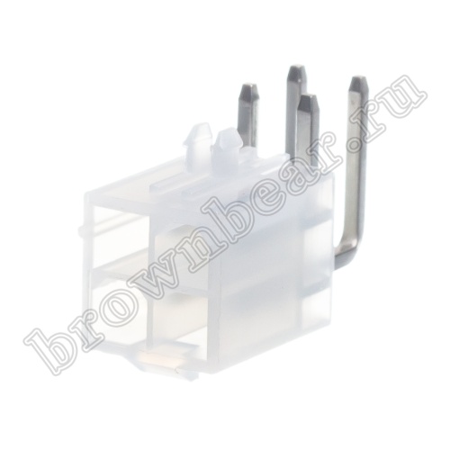Разъем питания Mini-Fit 4 контакта, вилка на плату, прямой угол, с фиксатором, шаг 4,2мм MF-4MRA/2