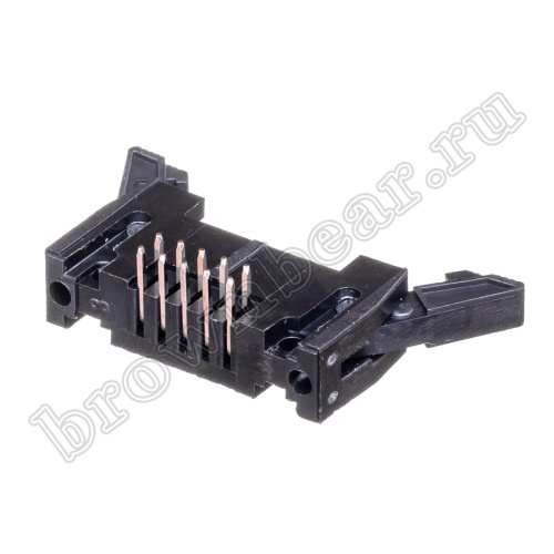 Разъем IDC 2х5 вилка на плату, шаг 2.54мм, с защелками, прямой угол SCM-10R фото 4