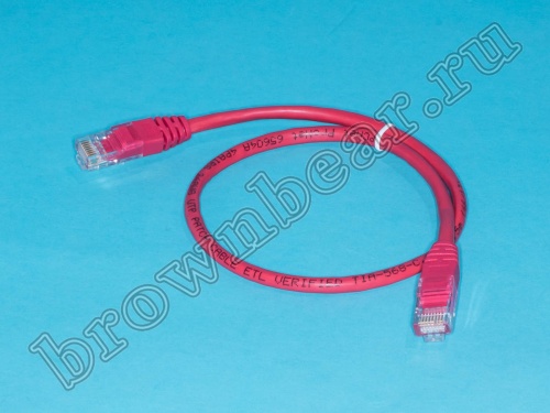 Патч-корд UTP RJ-45, категория 5e, литой, 0.5 метра, красный 