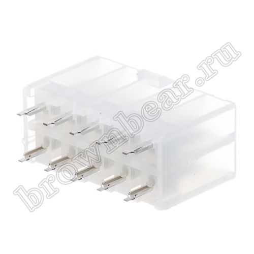 Разъем питания Mini-Fit 10 контактов, вилка на плату, шаг 4,2мм MF-10MA/2 фото 3