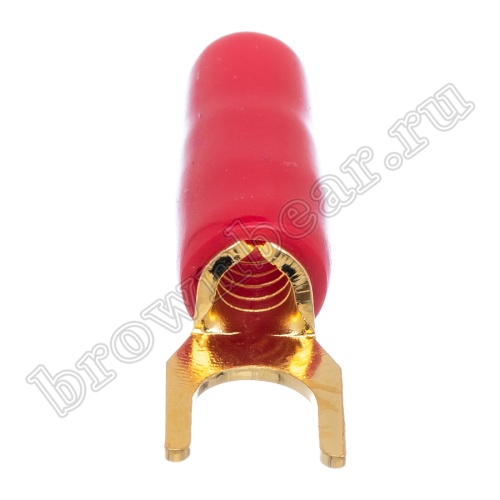 Клемма вилочная обжимная тип "U" 4.0 мм, на провод  d 4мм, красная TSY-1R фото 4