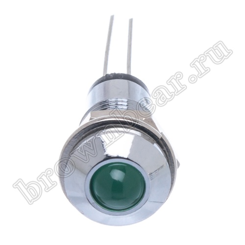 Светодиод 12В в корпусе индикаторный, зеленый, 12.0 mcd фото 4