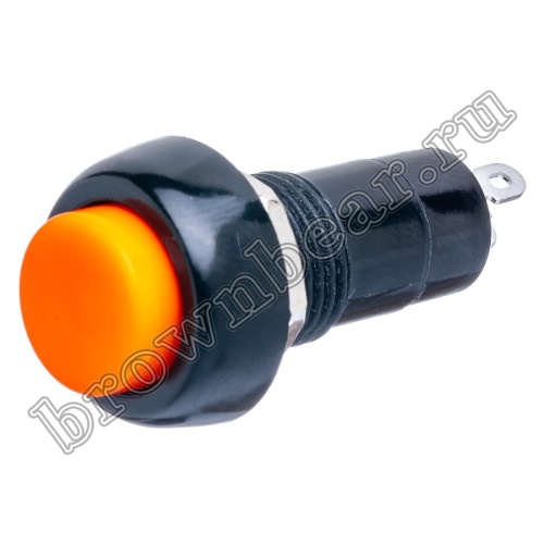 Кнопка без фиксации, круглая на блок, НР, 220В, оранжевая PSW-6M-O