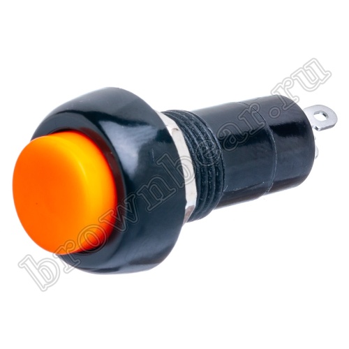 Кнопка без фиксации, круглая на блок, НР, 220В, оранжевая PSW-6M-O
