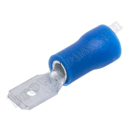 Клемма плоская обжимная 4.8 мм, вилка на провод 1.5 - 2.5 мм², изолированная, кратно 100шт., РПИ-П TAI4.8-2M