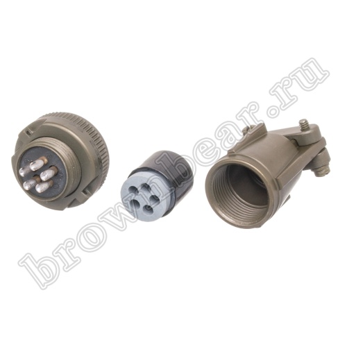 Разъём Amphenol серии MS, 5 контактов, розетка на кабель, тип 14S, резьбовой MS3106E-14S-5S фото 7