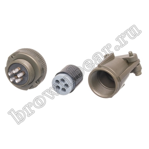Разъём Amphenol серии MS, 5 контактов, розетка на кабель, тип 14S, резьбовой MS3106E-14S-5S фото 2