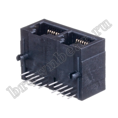 Разъём RJ-45 2 гнезда на плату 8P8C, тип 9 TJ9-8P8C-02 фото 6