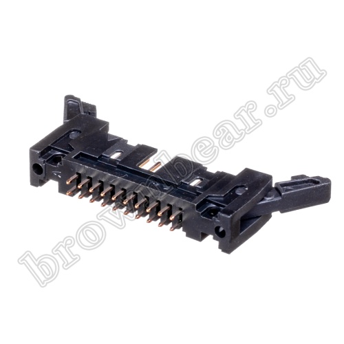 Разъем IDC 2х10 вилка на плату, шаг 2.54мм, с защелками SCM-20 фото 3