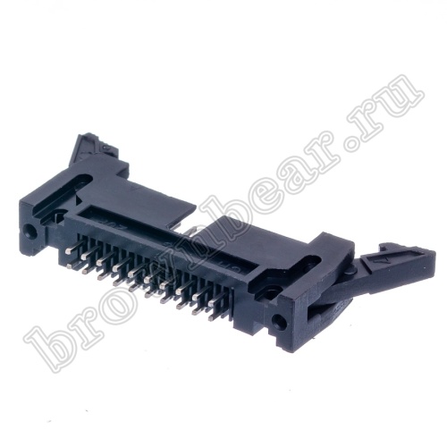 Разъем IDC 2х10 вилка на плату, шаг 2.54мм, с защелками SCM-20 фото 5