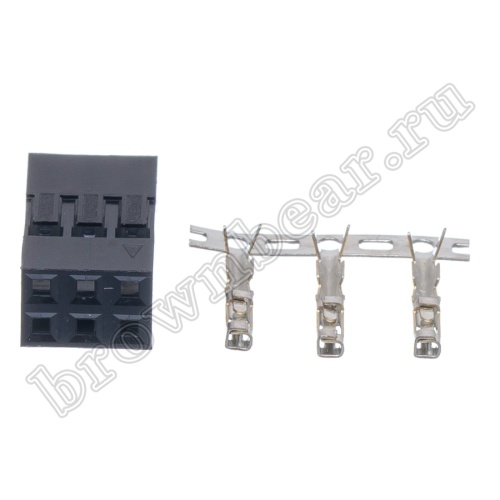 Разъем 2х3 гнездо на кабель, шаг 2.54мм, с контактами фото 2