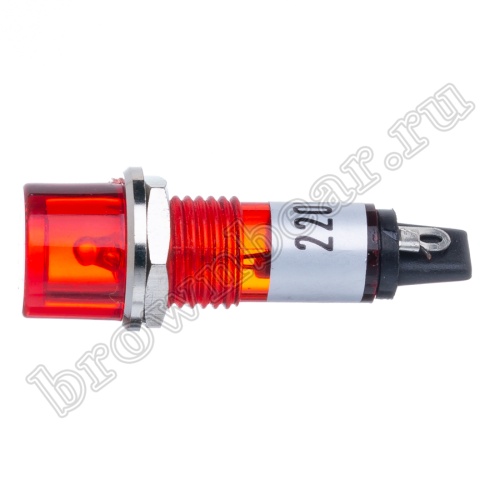 Лампа неоновая  индикаторная с резистором  220В, d 12 мм, красная фото 5