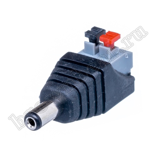 Разъем питания DC штекер 2.1 х 5.5мм, на кабель с зажимной колодкой DJK-111AK