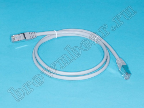 Патч-корд FTP RJ-45, категория 5e, экранированный, литой, 1 метр, серый 