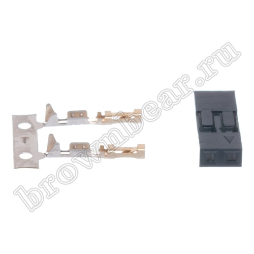 Разъем 1х2 гнездо на кабель, шаг 2.54мм, с контактами фото 3