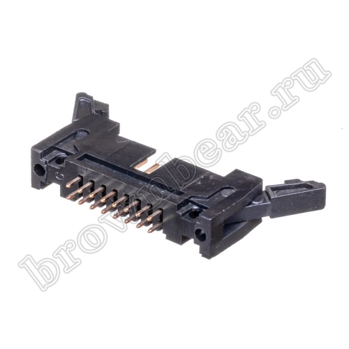 Разъем IDC 2х8 вилка на плату, шаг 2.54мм, с защелками SCM-16 фото 4