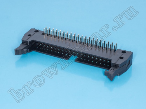 Разъем IDC 2х20 вилка на плату, с защелками, шаг 2.54мм, прямой угол SCM-40R