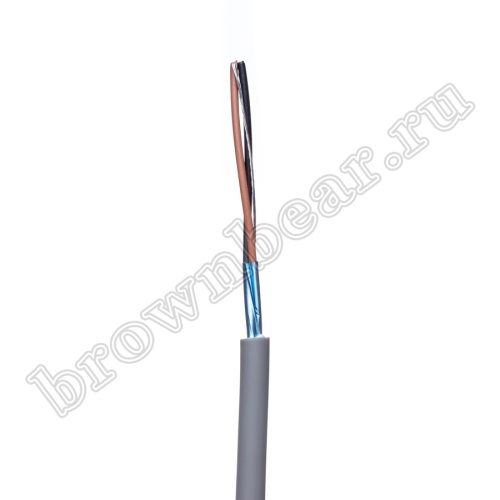 Кабель сигнальный коммуникационный 2 провода, 24AWG, бухта 50м, экранированный, серый SIN YU фото 3