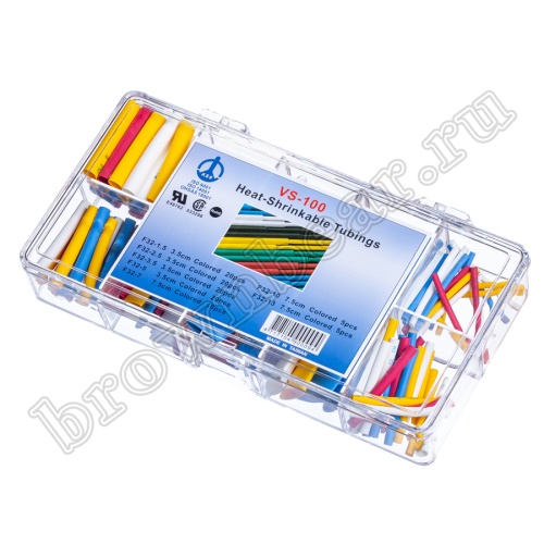 Набор термоусадочных трубок ТУТ (кембрик), диаметр 1.5-2.5-3.5-5 мм (длина 35 мм), 7-10-13 мм (длина 75 мм)  KSS