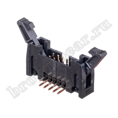 Разъем IDC 2х5 вилка на плату, с защелками, шаг 2.54мм, прямой угол SCM-10R фото 7