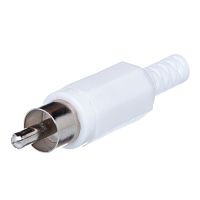 Разъем RCA-тюльпан, вилка на кабель, белый RPC-1-W