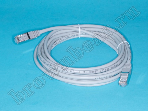 Патч-корд FTP RJ-45, категория 5e, экранированный, литой, 4 метра, серый 