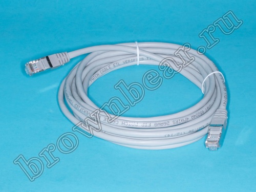 Патч-корд FTP RJ-45, категория 5e, экранированный, литой, 4 метра, серый 