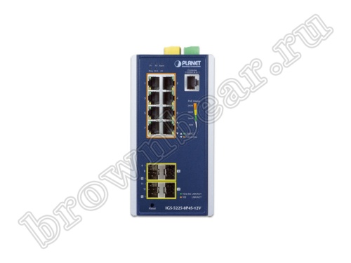 IGS-5225-8P4S-12V Промышленный управляемый L2+ коммутатор Planet, 8 портов PoE 1Гбит/с, 2 порта SFP 1Гбит/с, 2 порта SFP 2.5Гбит/с фото 4