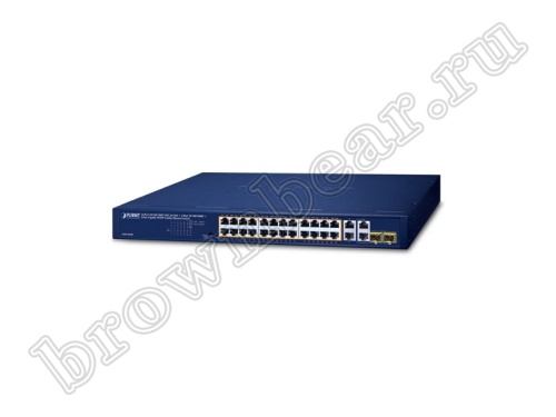 GSW-2824P Неуправляемый коммутатор Planet, 24 порта 1Гбит/с PoE, 2 порта 1Гбит/с, 2 комбо TP/SFP порта 1Гбит/с