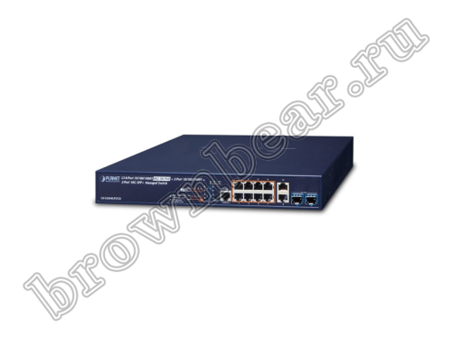 GS-5220-8UP2T2X Управляемый L3 коммутатор Planet 8  портов 10/100/1000Мб/с 802.3 bt POE 95Ватт,  2  порта 10/100/1000Мб/с,  2 слота SFP+ 10Гб/с, 240Вт