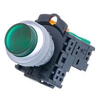 Кнопка управления выступающая, с подсветкой, без фиксации, d 30 мм, НР, зеленая TN2IL2GN-1A