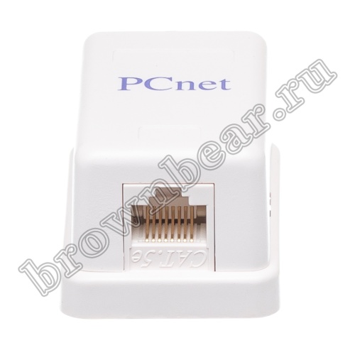 Розетка компьютерная накладная одинарная RJ-45, 8P8C, категория 5е, универсальная, PCnet  фото 2