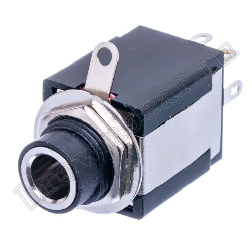 Разъём 6.35мм гнездо Jack 1/4" на приборный блок, стерео, 6 контактов AUB-23